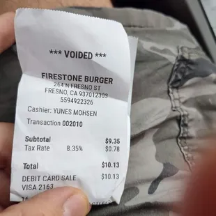 This is the receipt where they "added taxes" (almost $3) to my $6.99 meal, then taxed me on the $6.99 AND the "added taxes".