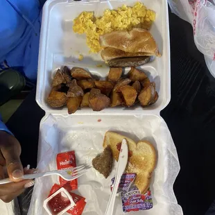 Breakfast platter. The potatoes were delicious and well seasoned.