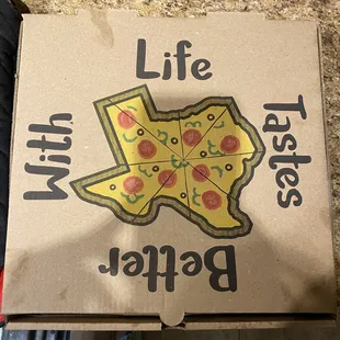 The top of the pizza box