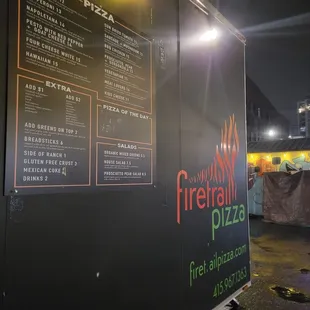 the menu on the side of the truck