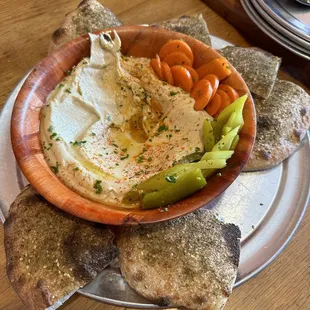 THE BEST HUMMUS with house made pita. You can&apos;t beat this.