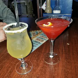 Margarita and strawberry martini, only $5 each!