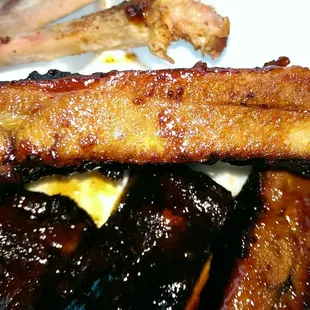 Up close of the St. Louis ribs with clean bones.