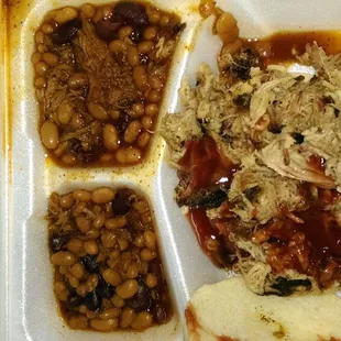 The pulled pork with beans.