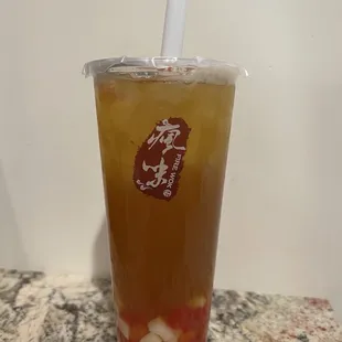 Mango Tea with Rainbow Jelly