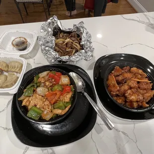 We got dumplings, crispy beef, kung pao chicken, and orange chicken and all great.