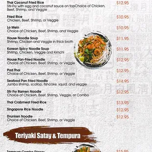 Menu - Fried Rice &amp; Noodle, Teriyaki Satay &amp; Tempura