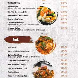Menu - Seafood, Pork &amp; Curry