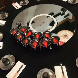 interior, sushi and sashimi