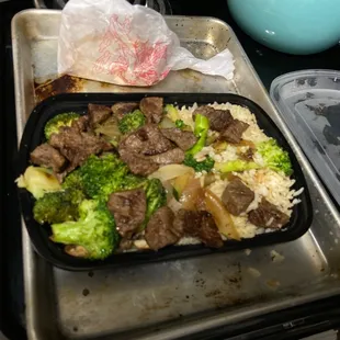 Hibachi Steak with brown rice and brown rice