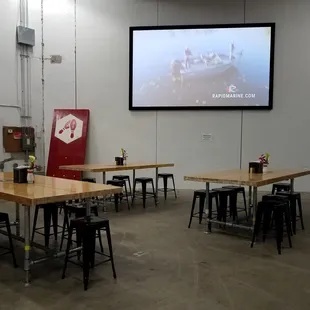 tables and chairs in a large room