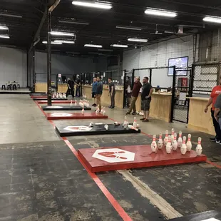 Football bowling lanes
