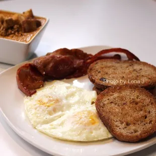 Eclectic Eggs with Bacon ($11.75) and Cup of Roasted Tomato Basil Soup ($4.75)