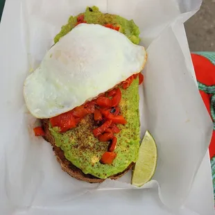 The other avocado toast option, with an egg