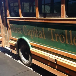 My hubby next to the trolley.