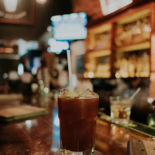 a drink on a bar
