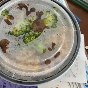 broccoli and mushrooms in a pan