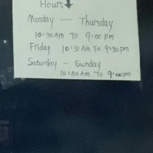 New hours, yelp page is not up to date.