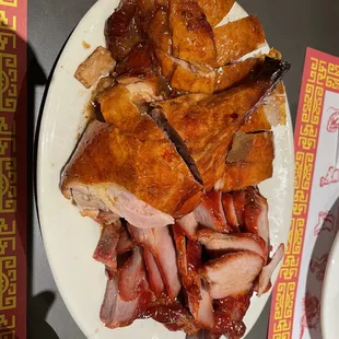 Half duck and roast pork