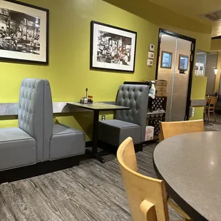 the seating area of the restaurant