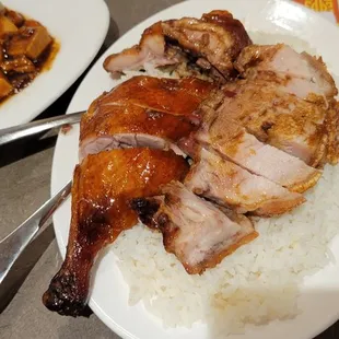 Roasted duck and roasted pork plate.