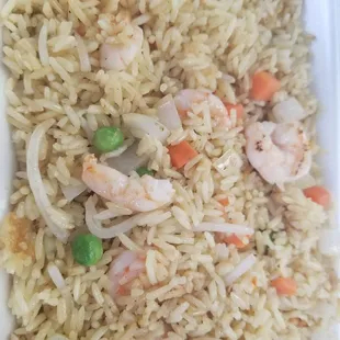 Shrimp fried rice Just ok. I am use to having the kind of rice that is soaked in soy sauce.