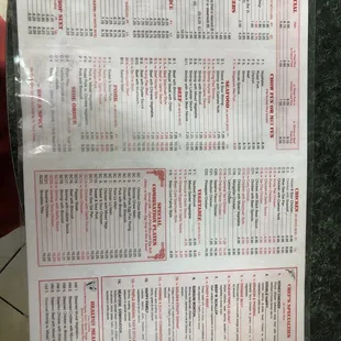 the menu