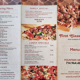 Menu - catering, specials, and lunch (5/21/23)