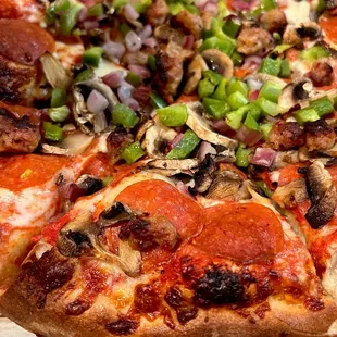 a whole pizza in a box