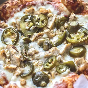 Mini Pizza w/ Chicken &amp; Jalapenos.
