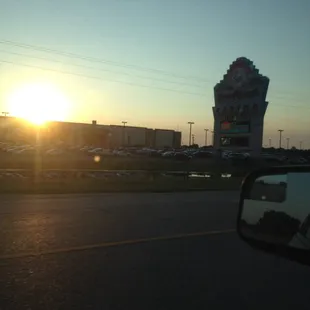 the sun setting in the background