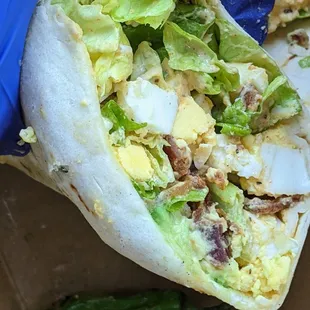 Bacon and egg salad wrap
