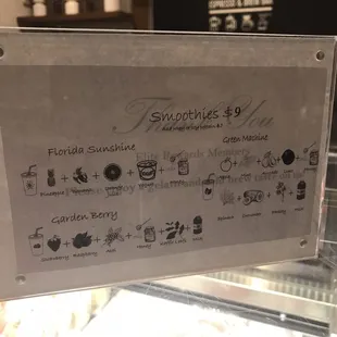 Smoothies menu