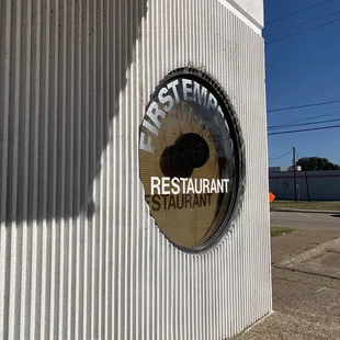 the sign on the side of the building