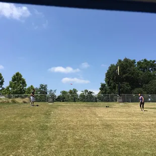 Using the yelp frisbee!