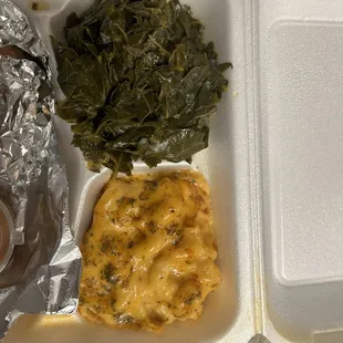 Mac and cheese and collard greens - YUMMY