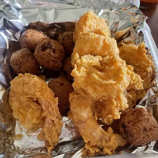 Fried Shrimp Appetizer with Hush Puppies