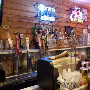 The bar has super high, like 4 ft high benches with a beachy feel, very cozy establishment.