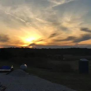 the setting of the sunset