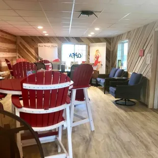 the dining room and lounge area