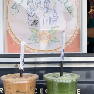 Neapolitan on the left - Strawberry sauce (made by the dinersaur), vanilla and espresso