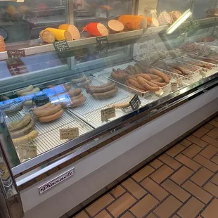 a display of sausages