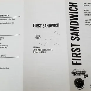 Back side of the takeout menu. 9/10/2021