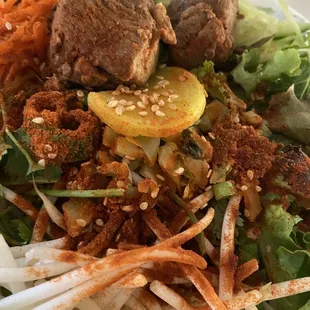 Spicy pork dry noodle.