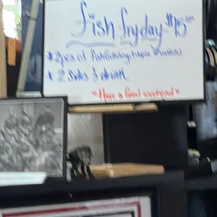 Fish Fryday special. I ordered two pieces of catfish, fries, onion rings, and a lemonade.