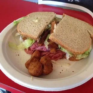 Corned beef on rye with fries