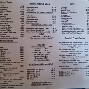 sushi and sashimi, menu