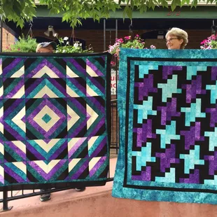 Kim, the owner, and her service tech husband Randy, enjoy sewing together, creating samples for the store.