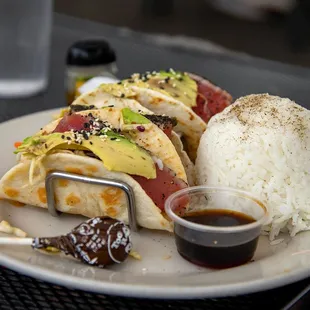 Seared Ahi tacos $14