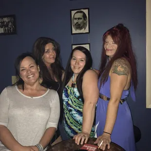 Our 4  pretty  bartenders  from left to right. Sam  Kelly  Tianna   Kaycee